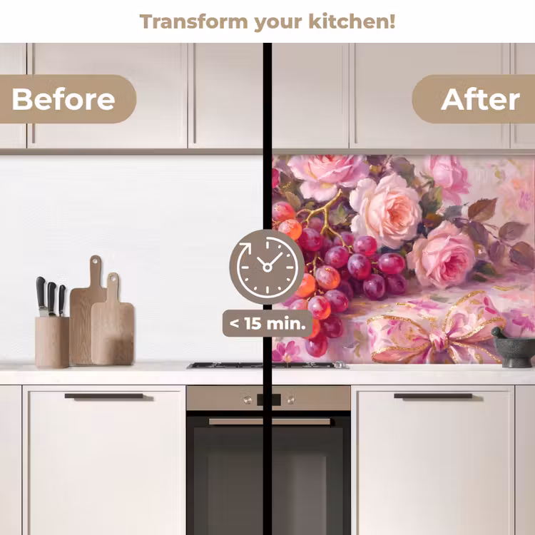 Kitchen splashback - Food - Flowers - Still Life - Pink - Gold — 3