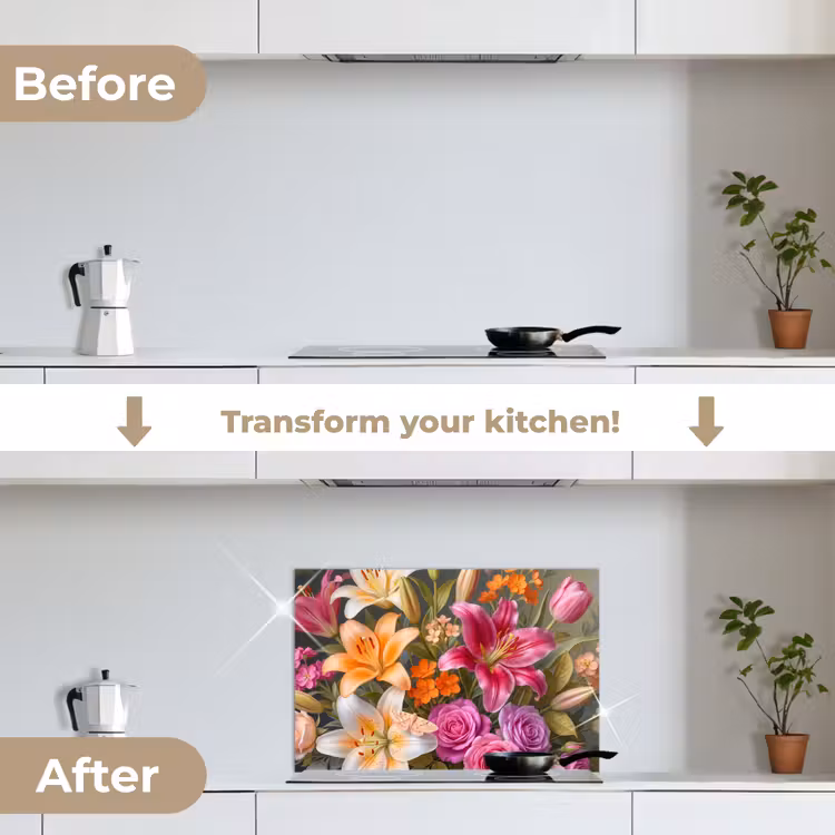 Kitchen splashback for hob - Flowers - Bouquet - Nature - Colorful - Modern — 7