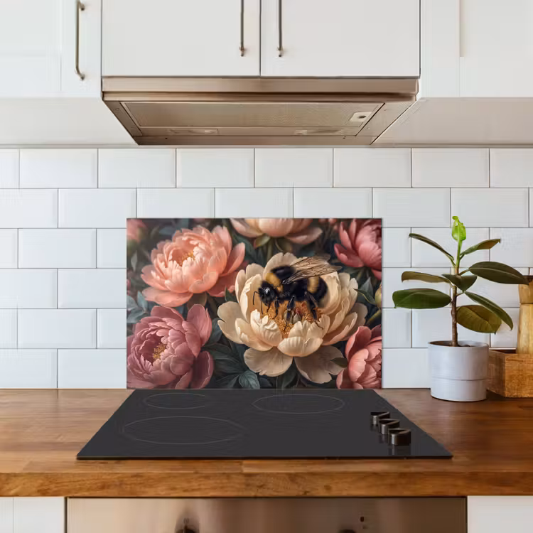 Kitchen splashback for hob - Flowers - Insects - Nature - Pink — 3