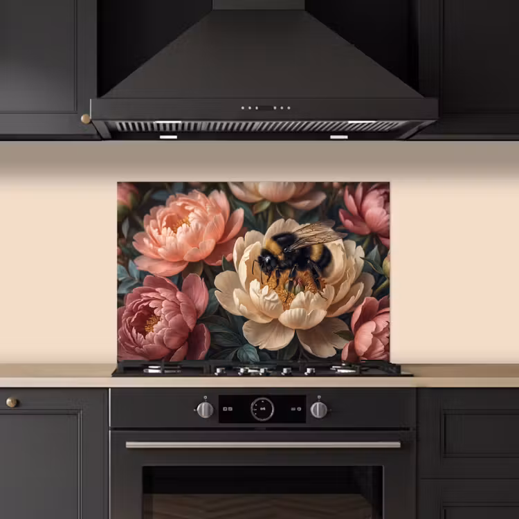 Kitchen splashback for hob - Flowers - Insects - Nature - Pink — 5