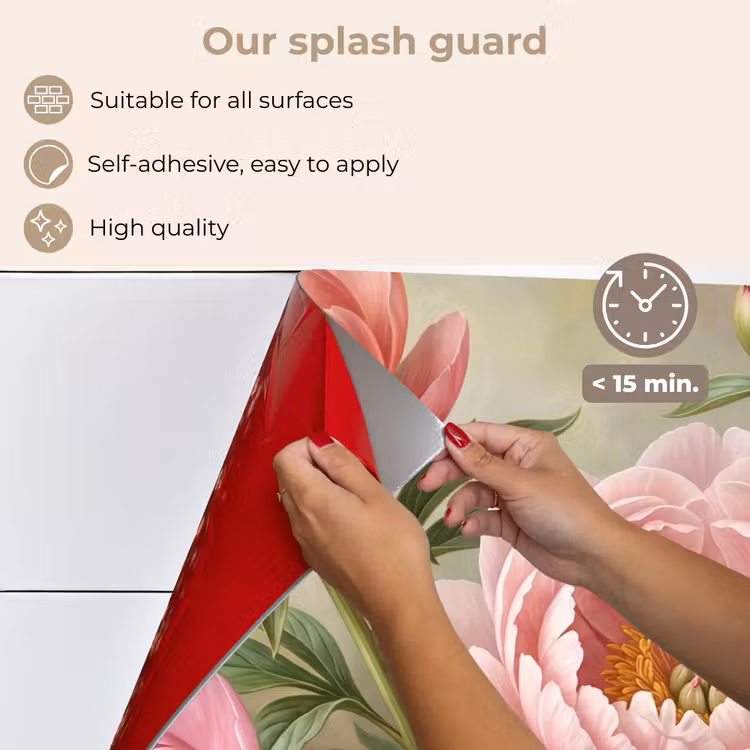 Kitchen splashback for hob - Flowers - Pink - Classic - Detailed - Nature — 4