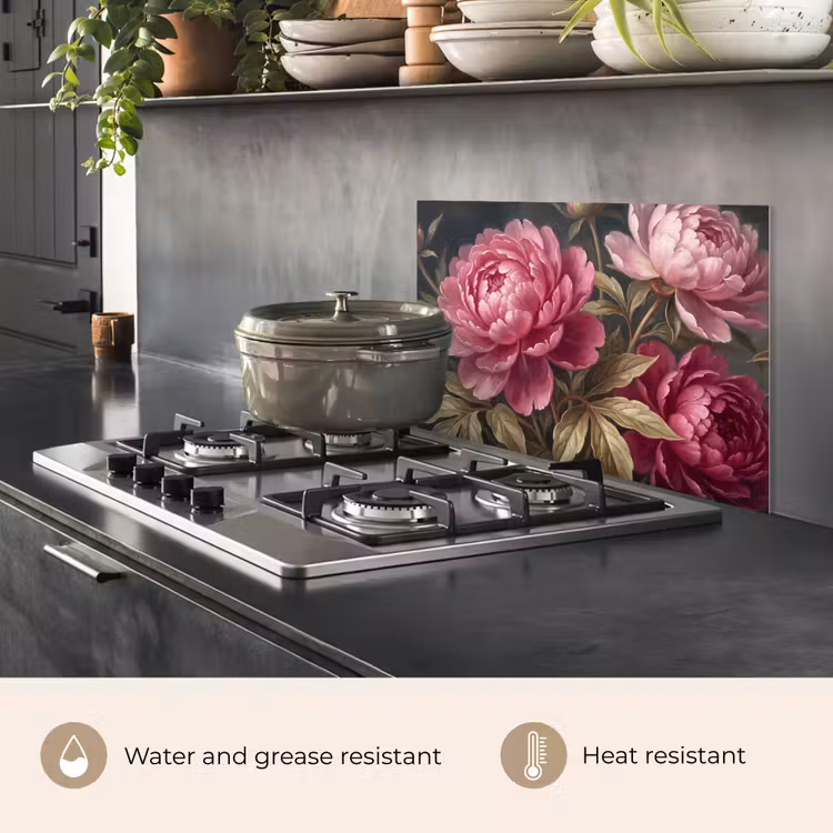Kitchen splashback for hob - Flowers - Pink - Classic - Nature — 2