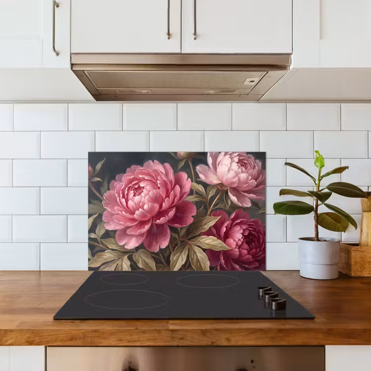 Kitchen splashback for hob - Flowers - Pink - Classic - Nature — 3