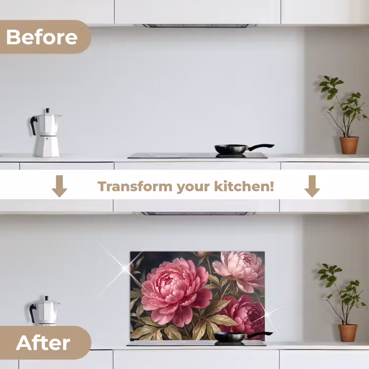 Kitchen splashback for hob - Flowers - Pink - Classic - Nature — 7