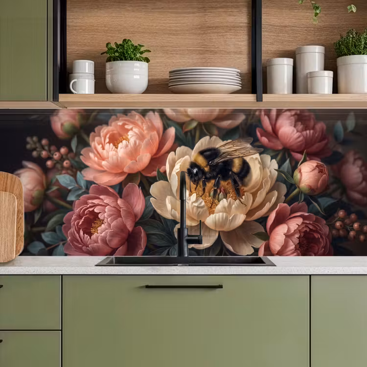 Kitchen splashback - Flowers - Insects - Nature - Pink — 8