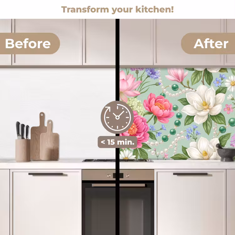 Kitchen splashback - Flowers - Pattern - Botanical - Green — 3
