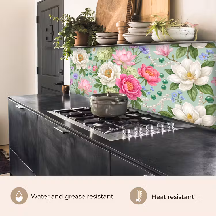 Kitchen splashback - Flowers - Pattern - Botanical - Green — 5