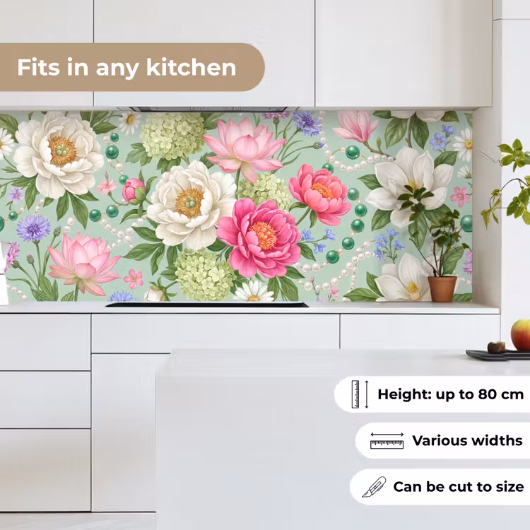 Kitchen splashback - Flowers - Pattern - Botanical - Green — 7