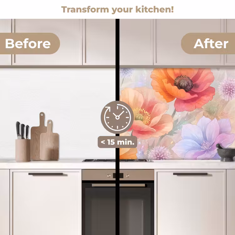 Kitchen splashback - Flowers - Watercolor - Nature - Modern - Colorful — 3