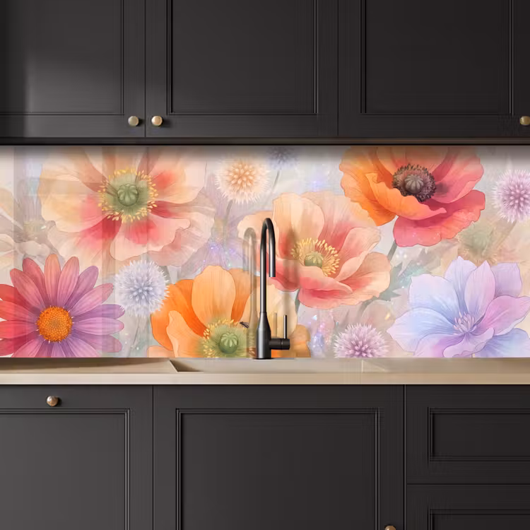 Kitchen splashback - Flowers - Watercolor - Nature - Modern - Colorful — 6
