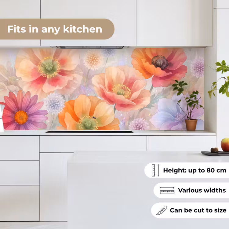 Kitchen splashback - Flowers - Watercolor - Nature - Modern - Colorful — 7
