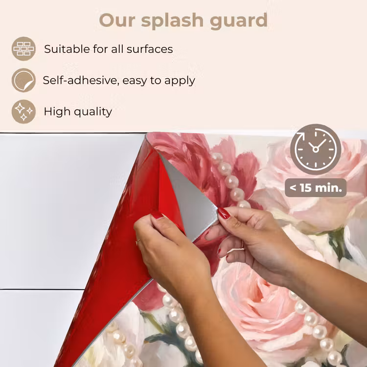 Kitchen splashback for hob - Flowers - Pearls - Romance - Classic - Pink — 4