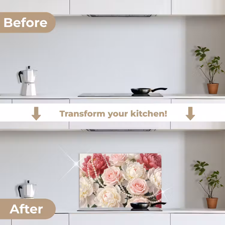 Kitchen splashback for hob - Flowers - Pearls - Romance - Classic - Pink — 7