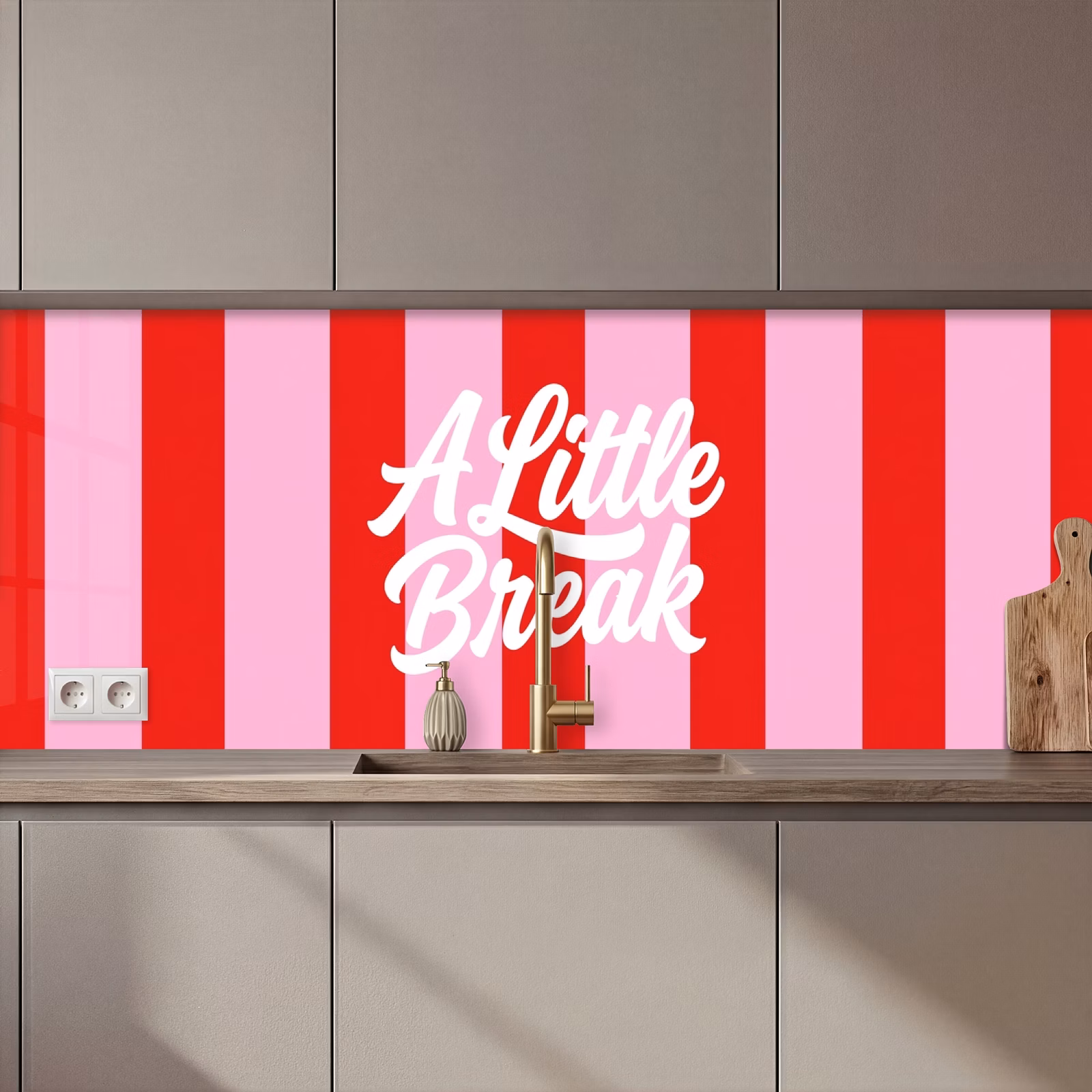 Kitchen splashback - A Little Break - Stripes - Red - Pink — 1