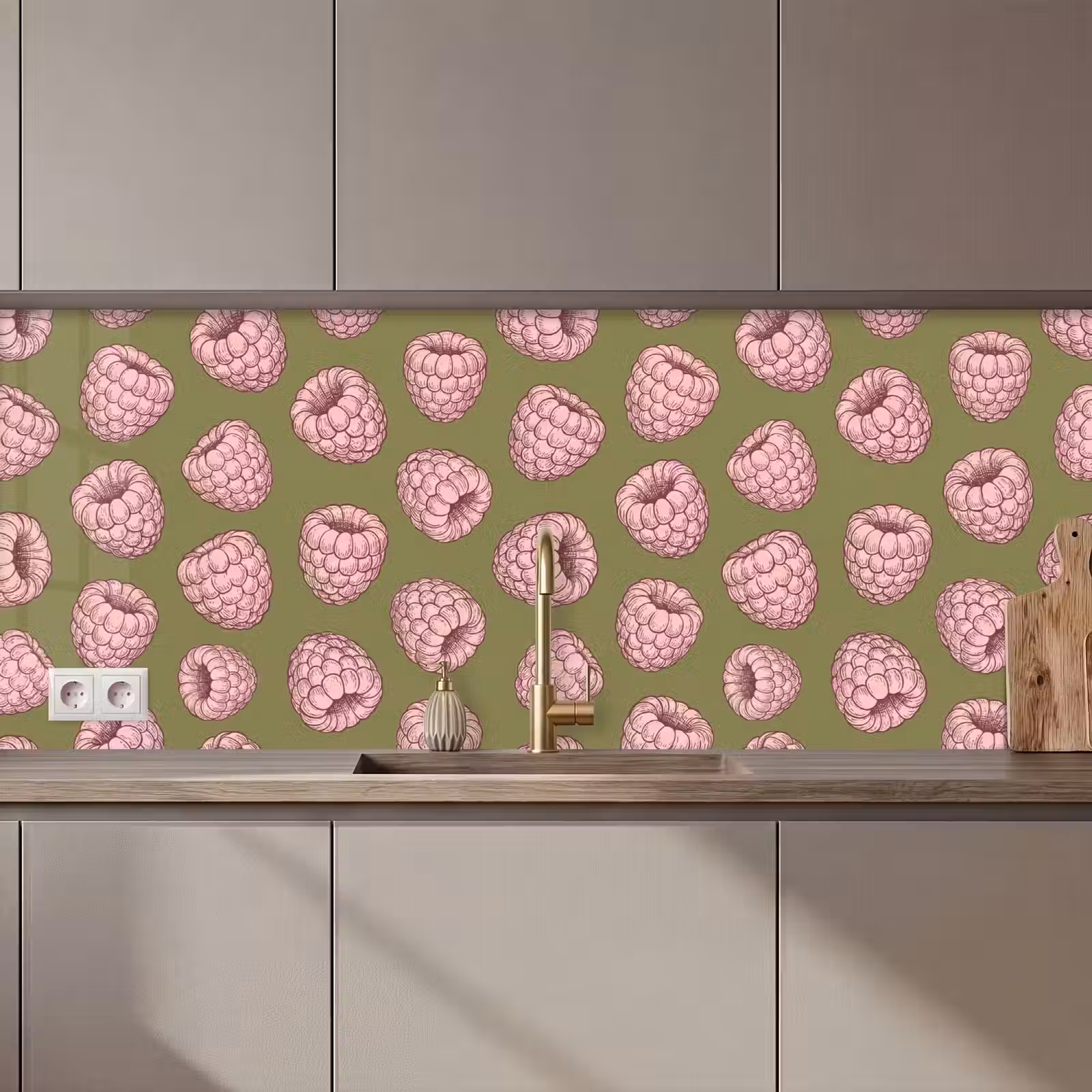 Kitchen splashback - Food - Pattern - Illustration - Pink - Green — 1