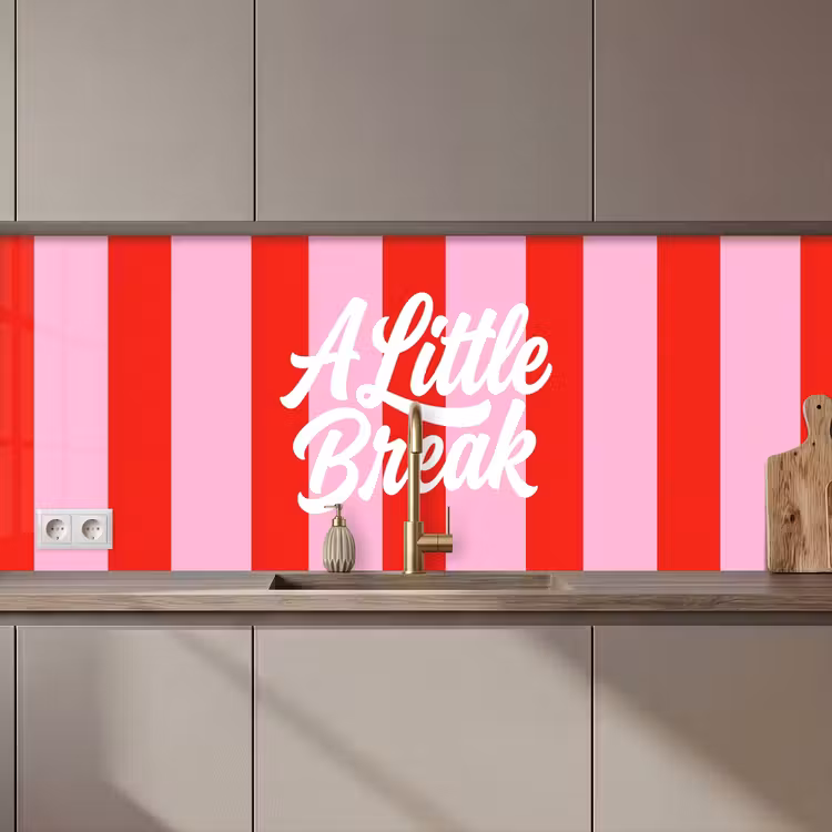 Kitchen splashback - A Little Break - Stripes - Red - Pink — 1