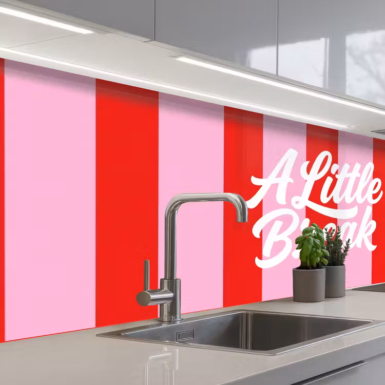 Kitchen splashback - A Little Break - Stripes - Red - Pink — 2
