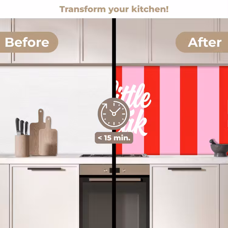 Kitchen splashback - A Little Break - Stripes - Red - Pink — 3
