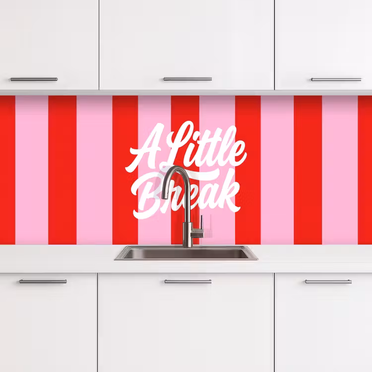 Kitchen splashback - A Little Break - Stripes - Red - Pink — 4
