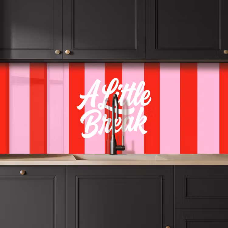 Kitchen splashback - A Little Break - Stripes - Red - Pink — 6