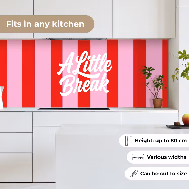 Kitchen splashback - A Little Break - Stripes - Red - Pink — 7