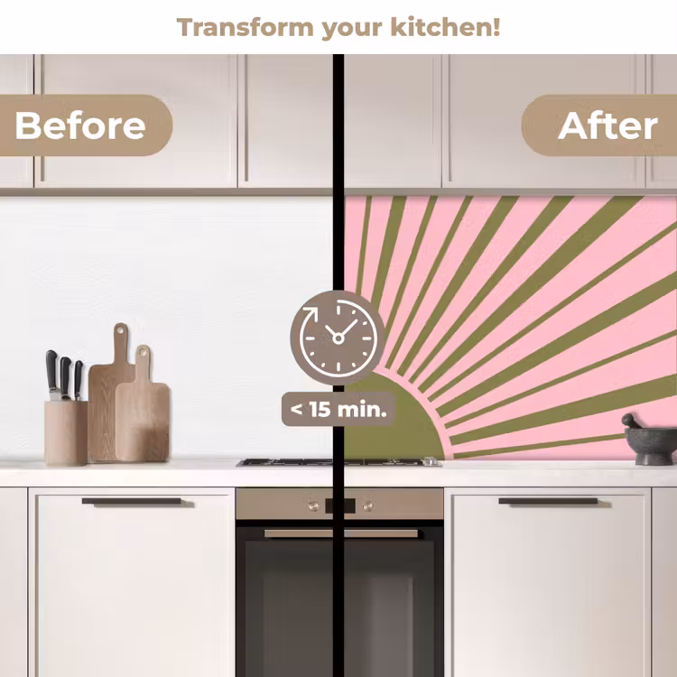 Kitchen splashback - Abstract - Rays - Graphic - Pink - Green — 3