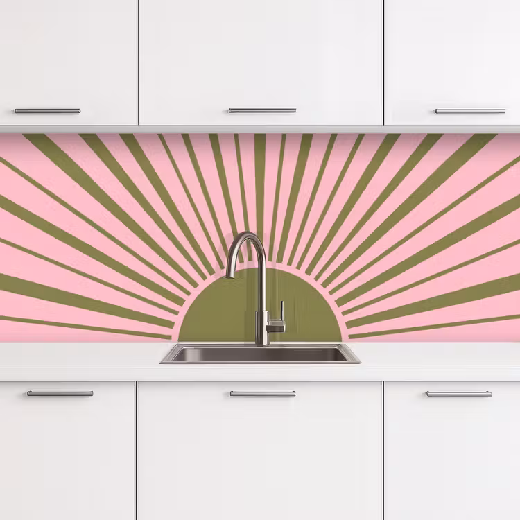Kitchen splashback - Abstract - Rays - Graphic - Pink - Green — 4