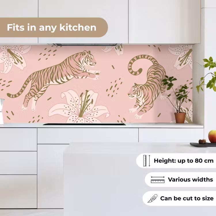 Kitchen splashback - Cat - Jumping - Flowers - Abstract - Pink — 7