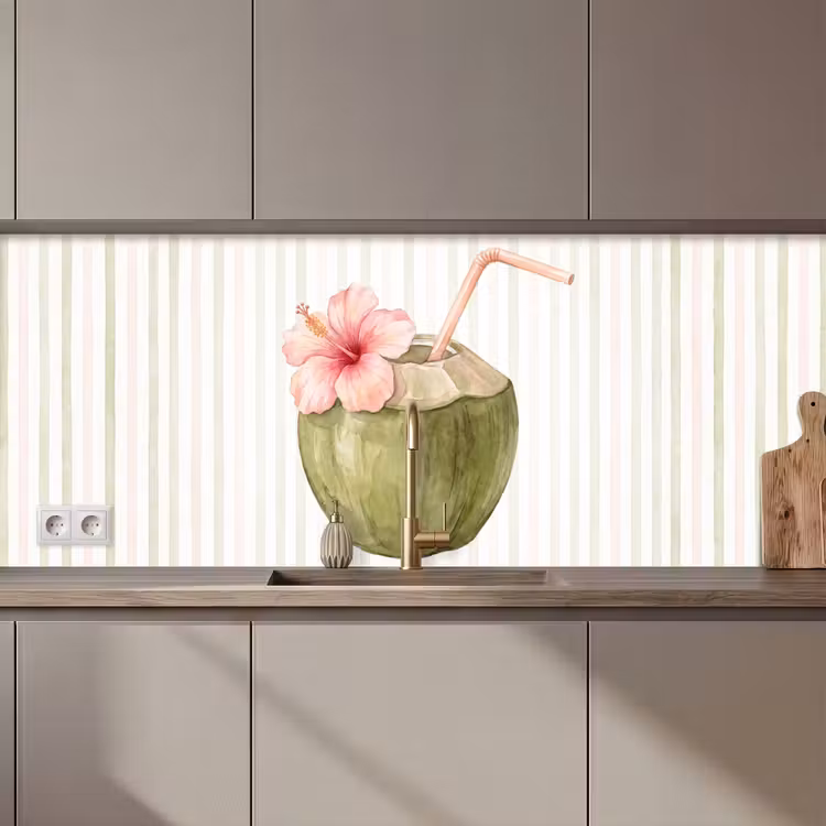 Kitchen splashback - Coconut - Drink - Tropical - Illustration - Summer — 1