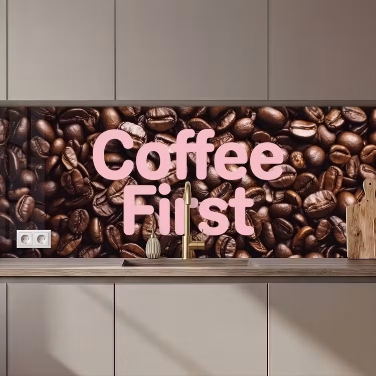 Kitchen splashback - Coffee First - Coffee Beans - Pink — 1