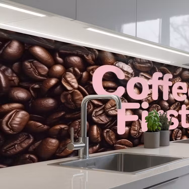 Kitchen splashback - Coffee First - Coffee Beans - Pink — 2