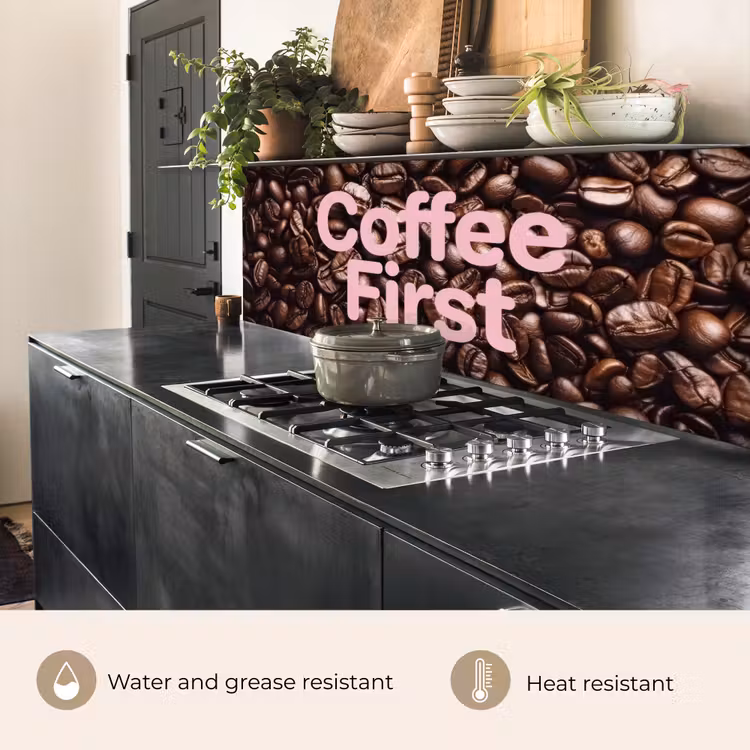 Kitchen splashback - Coffee First - Coffee Beans - Pink — 5