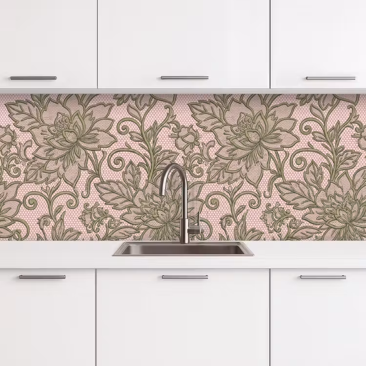 Kitchen splashback - Flowers - Lace - Pattern - Classic - Green — 4