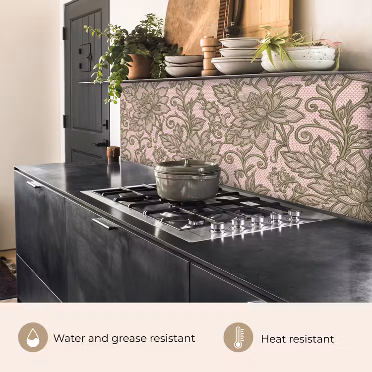 Kitchen splashback - Flowers - Lace - Pattern - Classic - Green — 5