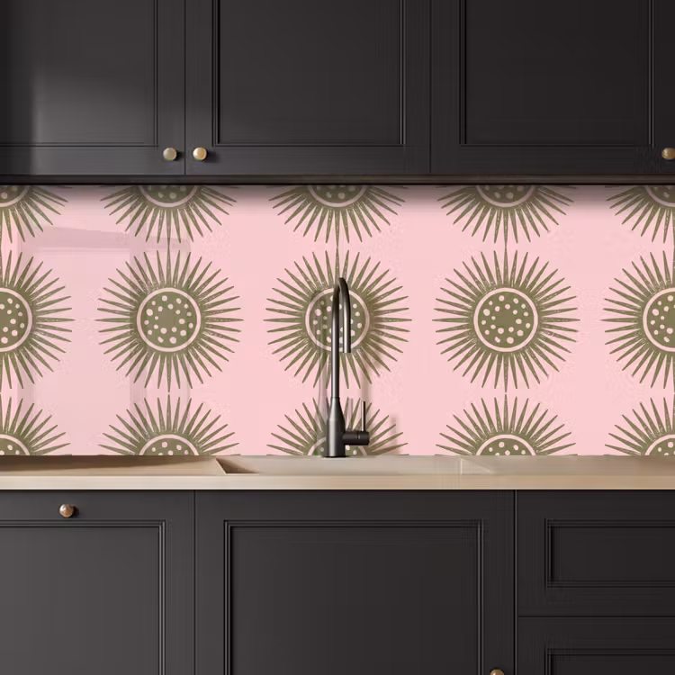 Kitchen splashback - Flowers - Pattern - Abstract - Pink - Green — 6