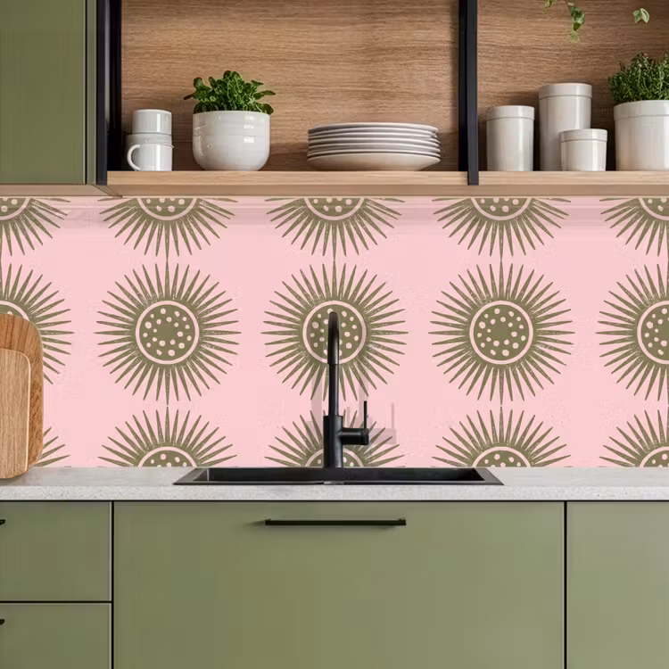 Kitchen splashback - Flowers - Pattern - Abstract - Pink - Green — 8
