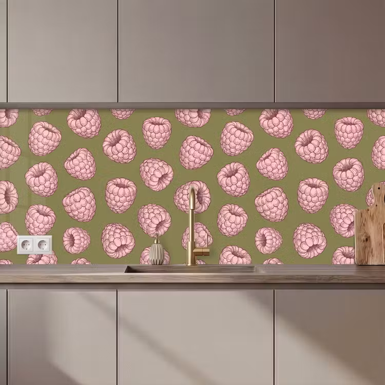 Kitchen splashback - Food - Pattern - Illustration - Pink - Green — 1