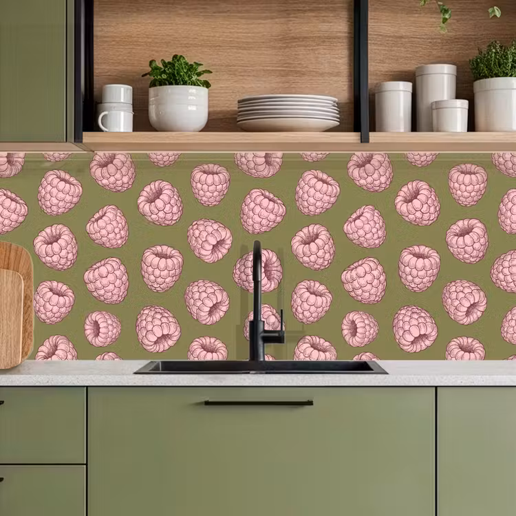 Kitchen splashback - Food - Pattern - Illustration - Pink - Green — 8