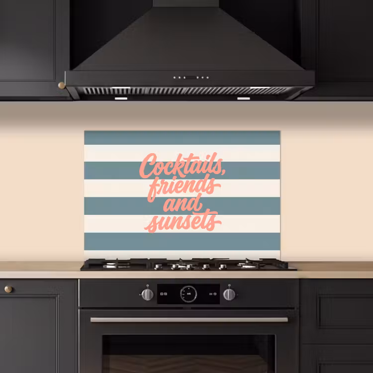 Kitchen splashback for hob - Cocktails - Stripes - Blue - Coral — 5