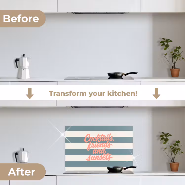 Kitchen splashback for hob - Cocktails - Stripes - Blue - Coral — 7
