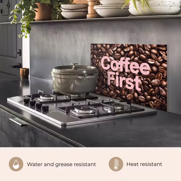 Kitchen splashback for hob - Coffee First - Coffee Beans - Pink — 2