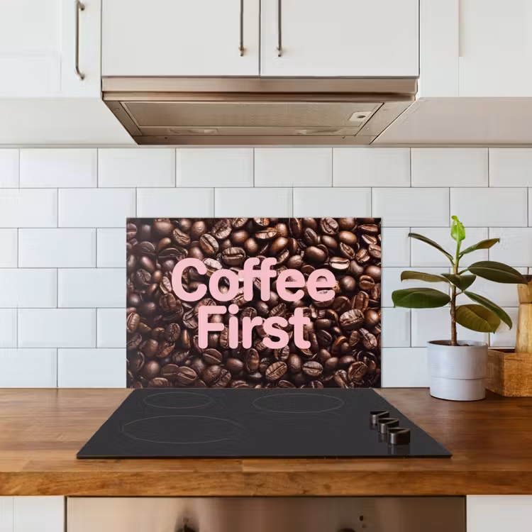 Kitchen splashback for hob - Coffee First - Coffee Beans - Pink — 3