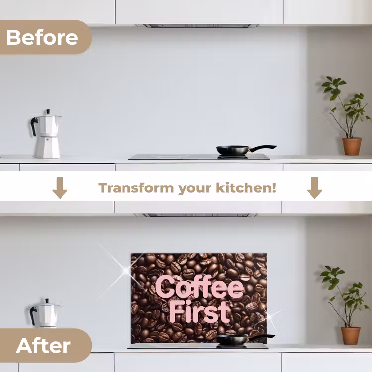 Kitchen splashback for hob - Coffee First - Coffee Beans - Pink — 7