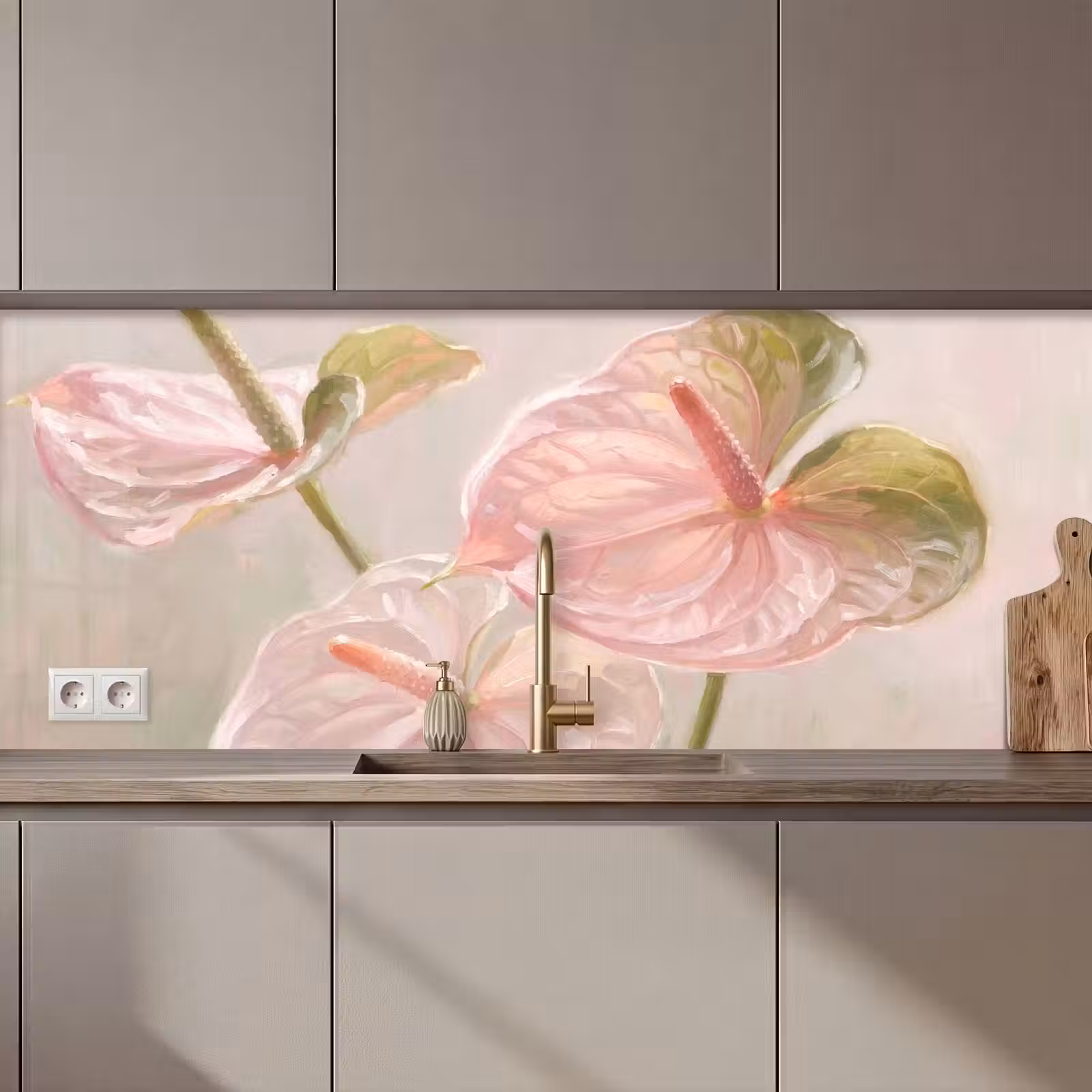 Kitchen splashback - Flowers - Pastel - Abstract - Nature - Green — 1