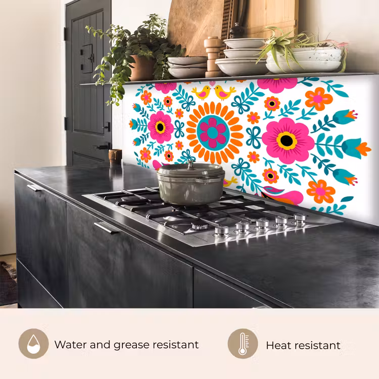 Kitchen splashback - Flowers - Bird - Pattern - Colorful - Modern — 5
