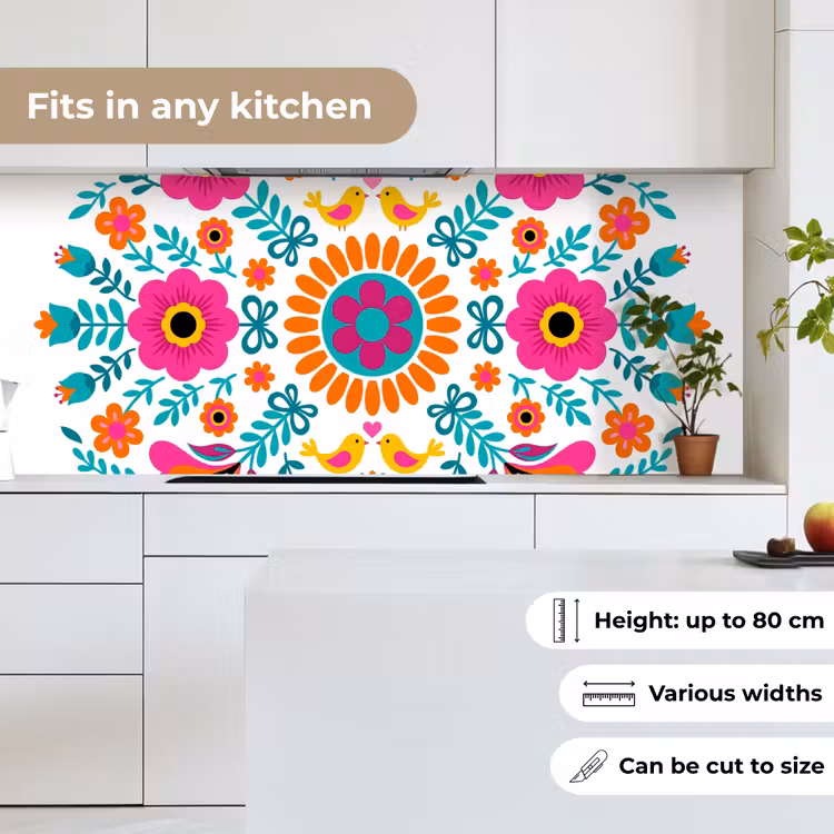 Kitchen splashback - Flowers - Bird - Pattern - Colorful - Modern — 7