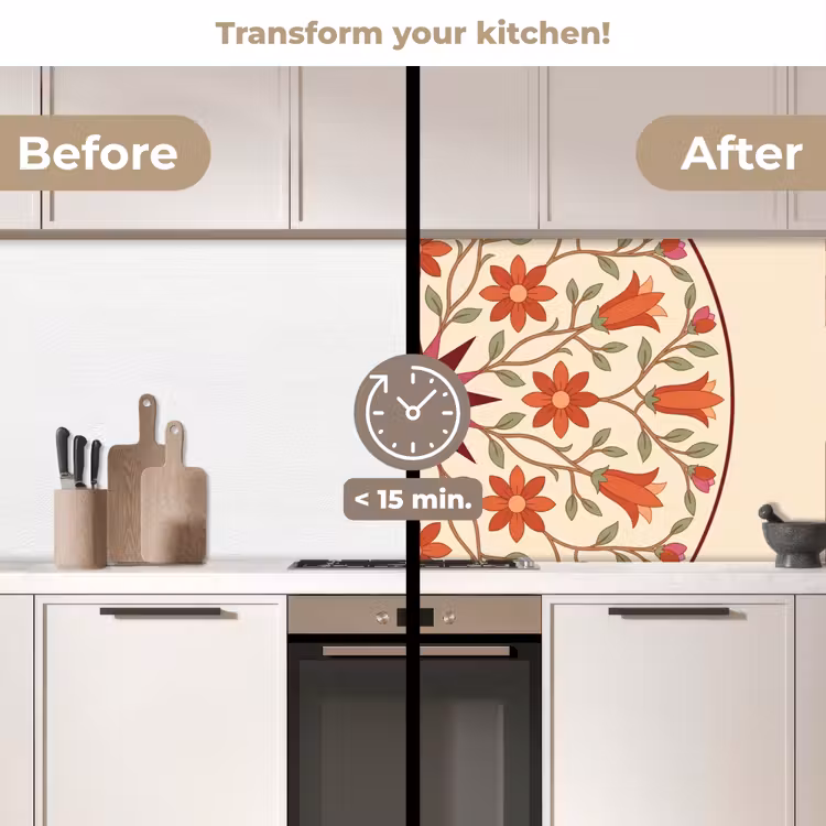 Kitchen splashback - Flowers - Mandala - Decorative - Red — 3