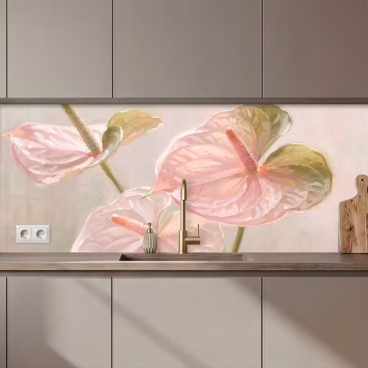 Kitchen splashback - Flowers - Pastel - Abstract - Nature - Green — 1