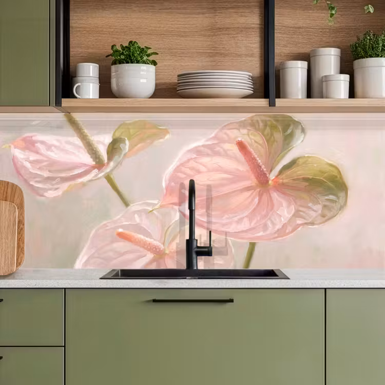 Kitchen splashback - Flowers - Pastel - Abstract - Nature - Green — 8