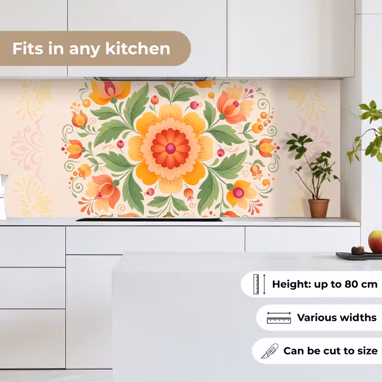 Kitchen splashback - Flowers - Pattern - Decorative - Orange — 7